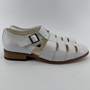 La Milano Mens Chinon White Leather Fisherman Sandals Dress Shoes Size 11